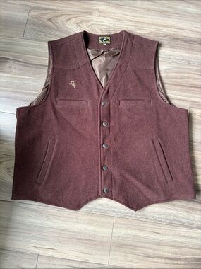 Bintage Wyoming Men's Burgundy 100% Virgin Wool Button Vest